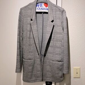 Plaid, one button blazer from Old Navy.